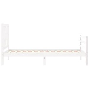 Рамка за легло с табла бяла Single масивна дървесина