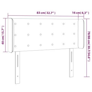 Горна табла за легло, черна, 83x16x78/88 см, кадифе