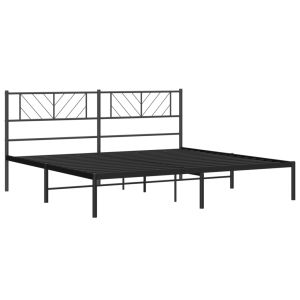Метална рамка за легло с горна табла, черна, 180x200 см