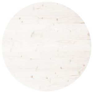 Плот за маса, кръгъл, бял, Ø80x3 см, бор масив