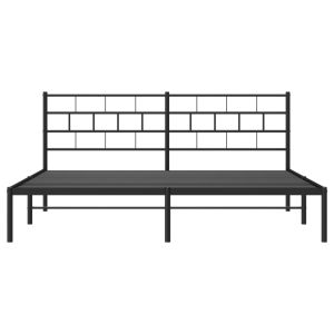 Метална рамка за легло с горна табла, черна, 180x200 см