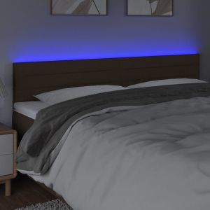 LED горна табла за легло, тъмнокафява, 200x5x78/88 см, плат
