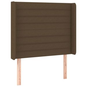 LED горна табла за легло, тъмнокафява,103x16x118/128 см, плат