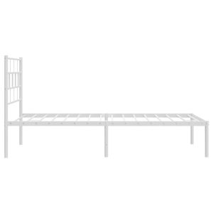Метална рамка за легло с горна табла, бяла, 107x203 см