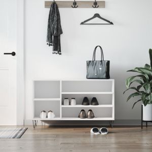 Шкаф за обувки, бял, 102x36x60 см, инженерно дърво