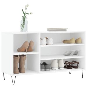 Шкаф за обувки, бял, 102x36x60 см, инженерно дърво