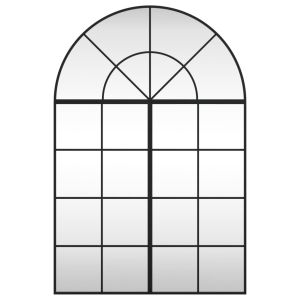 Стенно огледало, черно, 80x120 см, арка, желязо