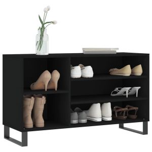 Шкаф за обувки, черен, 102x36x60 см, инженерно дърво
