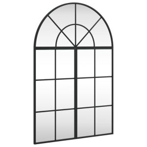 Стенно огледало, черно, 60x90 см, арка, желязо