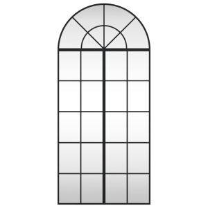 Стенно огледало, черно, 60x130 см, арка, желязо