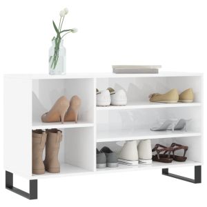Шкаф за обувки, бял гланц, 102x36x60 см, инженерно дърво