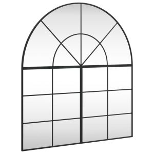 Стенно огледало, черно, 100x110 см, арка, желязо