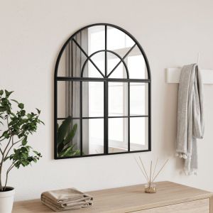 Стенно огледало, черно, 60x70 см, арка, желязо