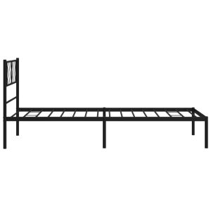 Метална рамка за легло с горна табла, черна, 100x190 см