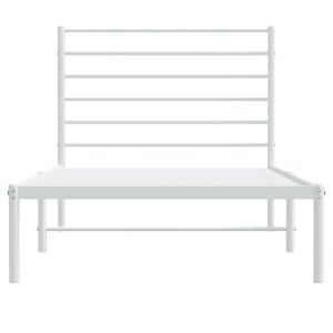 Метална рамка за легло с горна табла, бяла, 80x200 см