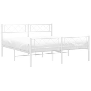 Метална рамка за легло с горна и долна табла, бяла, 140x190 см