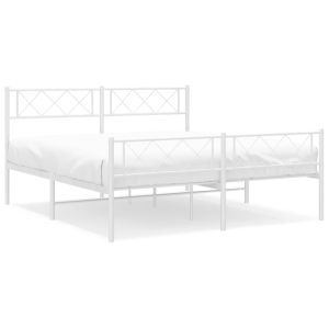 Метална рамка за легло с горна и долна табла, бяла, 140x200 см