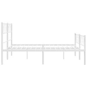 Метална рамка за легло с горна и долна табла, бяла, 140x200 см