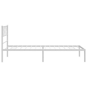 Метална рамка за легло с горна табла, бяла, 90x190 см