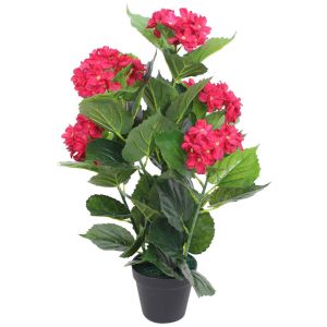 Изкуствено растение хортензия със саксия, 60 см, червена