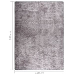 Килим, миещ се, сив, 120x180 см, противоплъзгащ