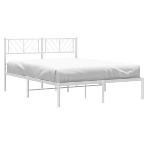 Метална рамка за легло с горна табла, бяла, 120x190 см
