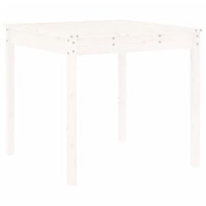 Градински трапезен комплект от 5 части, бял, масивен бор