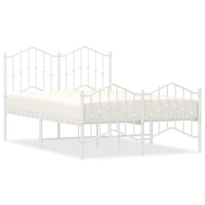 Метална рамка за легло с горна и долна табла, бяла, 120x200 см