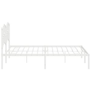 Метална рамка за легло с горна табла, бяла, 180x200 см