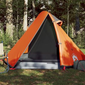 Къмпинг палатка за 2 души сив/оранжев 267x154x117 см 185T тафта
