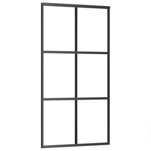 Плъзгаща врата, ESG стъкло и алуминий, 102x205 см, черна
