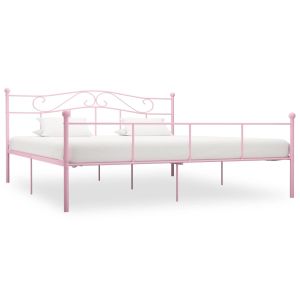 Рамка за легло, розова, метал, 180x200 см