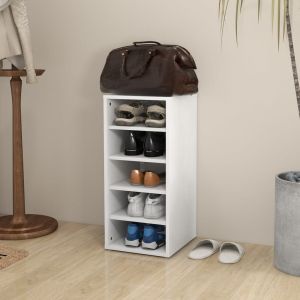 Шкаф за обувки бял, 31,5x35x70 см, инженерно дърво