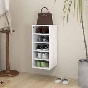 Шкаф за обувки бял, 31,5x35x70 см, инженерно дърво