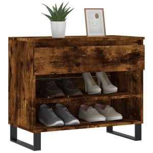 Шкаф за обувки, опушен дъб, 70x36x60 см, инженерно дърво