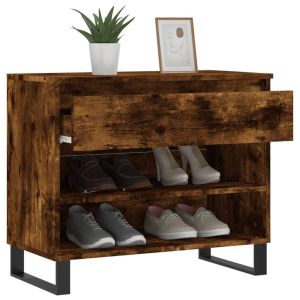 Шкаф за обувки, опушен дъб, 70x36x60 см, инженерно дърво