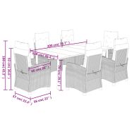 Градински комплект с възглавници, 7 части, бежов полиратан