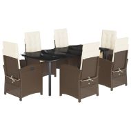 Градински трапезен комплект възглавници 7 части кафяв полиратан