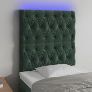 LED горна табла за легло, тъмнозелена, 80x7x118/128 см, кадифе
