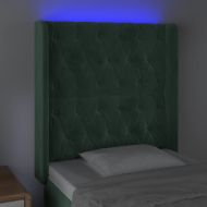 LED горна табла за легло, тъмнозелена, 83x16x118/128 см, кадифе