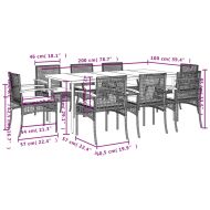 Градински трапезен комплект възглавници 9 части черен полиратан