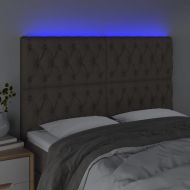LED горна табла за легло, таупе, 144x7x118/128 см, плат