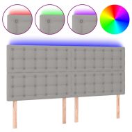 LED горна табла за легло, светлосива, 200x5x118/128 см, плат