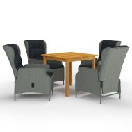 Градински трапезен комплект, 5 части, светлосив