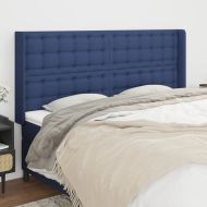 Горна табла за легло с уши, синя, 203x16x118/128 см, плат