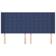 Горна табла за легло с уши, синя, 203x16x118/128 см, плат