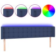 LED горна табла за легло, синя, 163x16x78/88 см, плат
