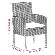 Градински трапезен комплект възглавници 5 части черен полиратан