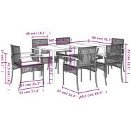 Градински комплект с възглавници, 7 части, бежов полиратан