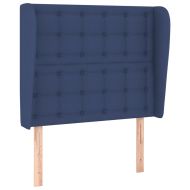 Горна табла за легло с уши, синя, 83x23x118/128 см, плат